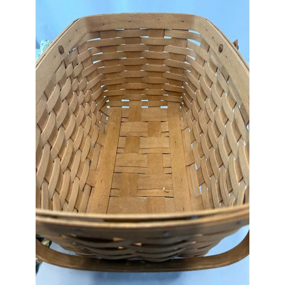 1987 Longaberger Medium Market Basket w/Yellow Rose Trellis Liner 15L 10W 7.5H